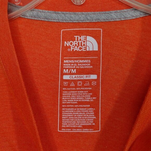 The North Face Long Sleeve TShirt Men Size M Orange Classic Fit Cotton Blend - Picture 4 of 9